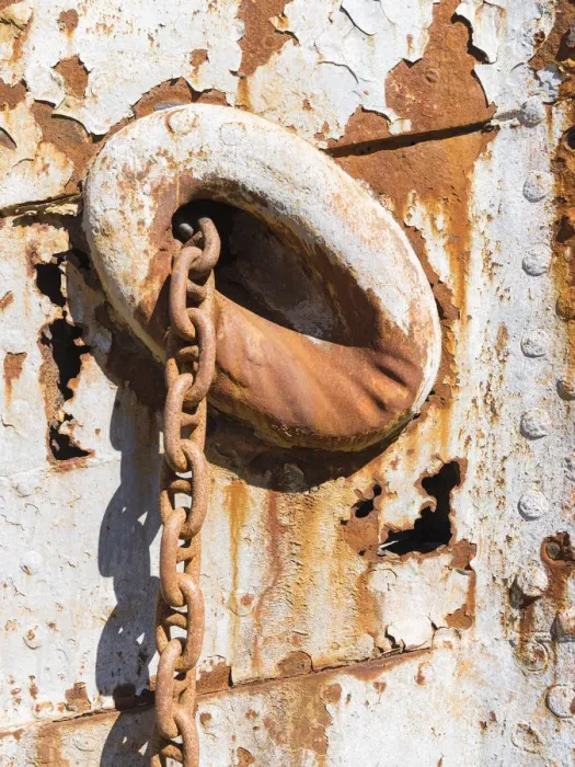 Framed Print : Anchor chain of the Dias, a wreck in Grytviken. Grytviken Whaling Station, open to visitors