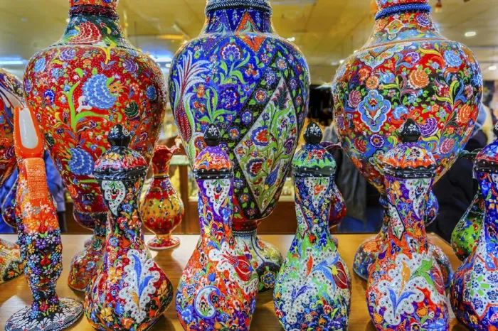 Framed Print : Ancient Arab Islamic Red Blue Orange Flower Designs Pottery Vases Madaba Jordan Framed Print : Ancient Arab Islamic Red Blue Orange Flower Designs Pottery Vases Madaba Jordan