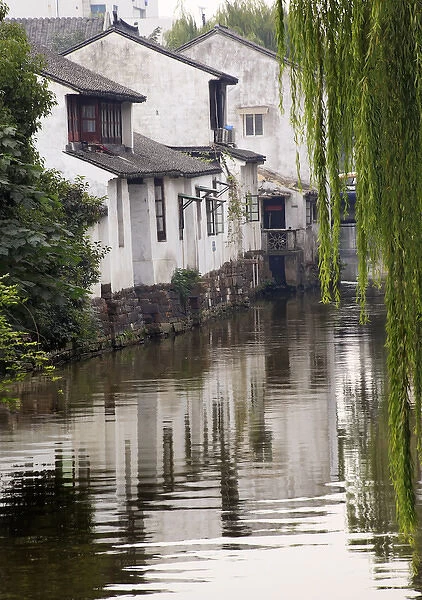 Ancient Chinese Houses Reflection in Water, Suzhou, Jiangsu