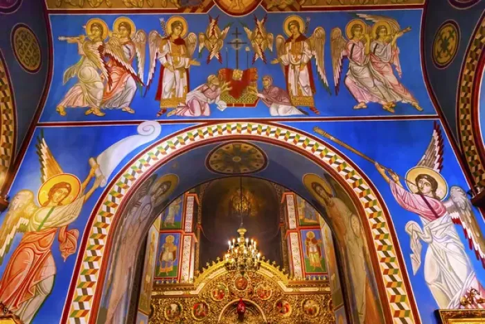 Framed Print : Ancient Mosaics Golden Sreen Icons Basilica Saint Michael Monastery Cathedral Kiev Ukraine