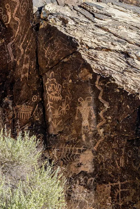 Framed Print : Ancient petroglyphs seen at Parowan Gap Framed Print : Ancient petroglyphs seen at Parowan Gap