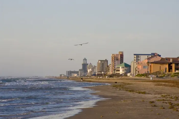 Framed Print : Andy Bowie Park, South Padre Island, Texas, North America, USA. Skyline of South
