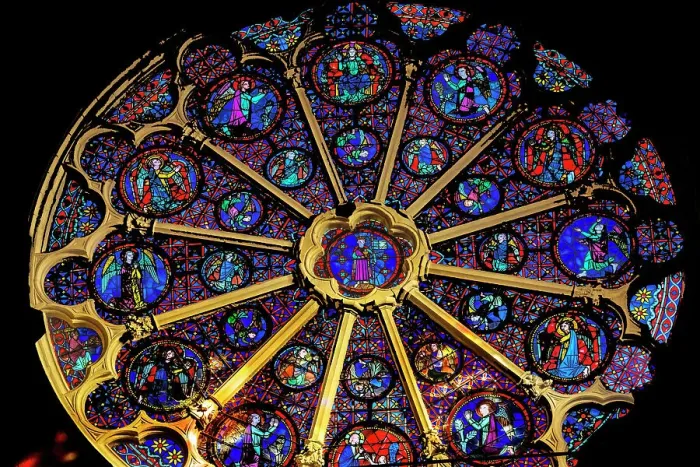 Framed Print : Angels stained glass rose window, Lyon Cathedral, France. Cathedral begun in 1180 and finished in 1480 Framed Print : Angels stained glass rose window, Lyon Cathedral, France. Cathedral begun in 1180 and finished in 1480