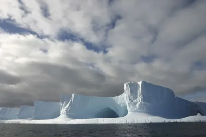 Framed Print : Antarctica, Bransfield Strait, Afternoon sun lights massive tabular iceberg near