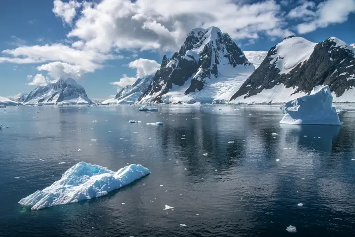 Framed Print : Antarctica. Landscape with mountain, icebergs and glacier. ©Cathy & Gordon Illg  /  Jaynes Gallery  /  DanitaDelimont.com