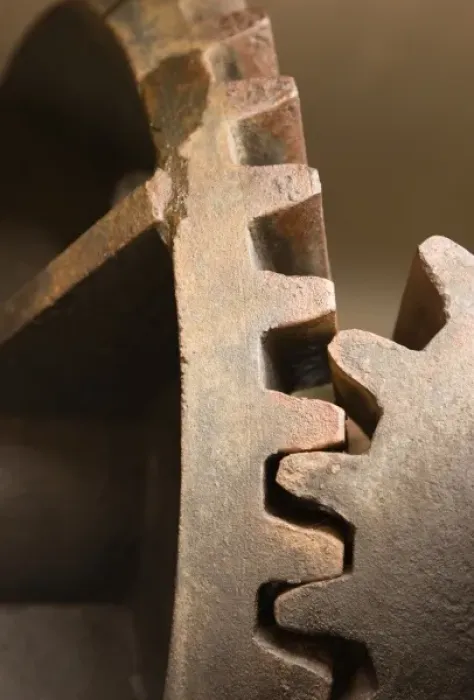 Framed Print : Antarctica, South Georgia, Grytviken. Meshing gears on abandoned whaling machinery