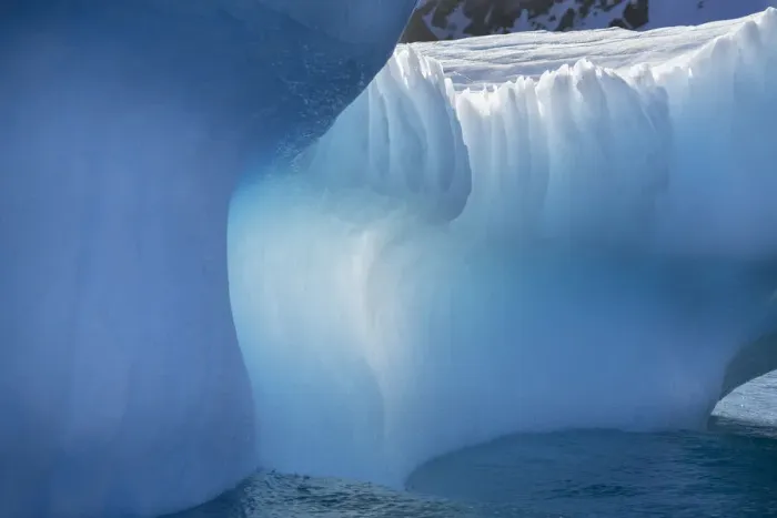 Framed Print : Antarctica, South Georgia Island, Gold Harbor. Blue iceberg close-up