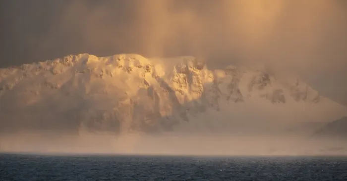 Framed Print : Antarctica, South Georgia Island, Bay of Isles. Sunrise panoramic of fog on mountain Framed Print : Antarctica, South Georgia Island, Bay of Isles. Sunrise panoramic of fog on mountain