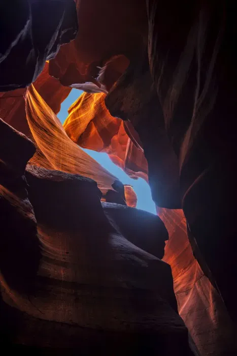 Framed Print : Antelope Canyon, a swirling sandstone slot canyon near Lake Powell in northern Arizona