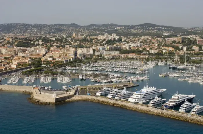 Framed Print : Antibes, View from Helicopter, Cote d Azur, France