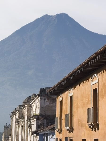 Antigua, Guatemala Building facades and nearby vocano