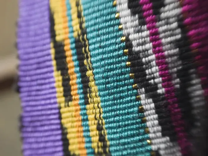 Framed Print : Antigua, Guatemala: Loomed fabric detail