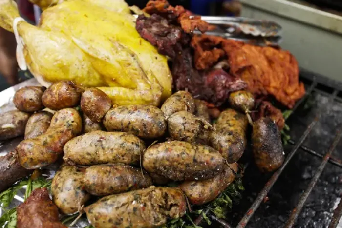 Framed Print : Antigua, Guatemala. Street food. Grilled meats