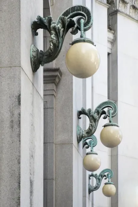 Framed Print : Antique city lamps, New York City, New York, USA