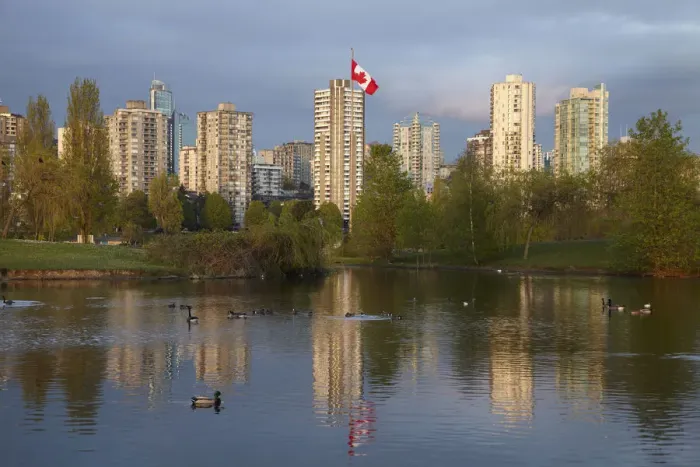 Framed Print : Apartments reflected in Vanier Park Pond, Vancouver, British Columbia, Canada Framed Print : Apartments reflected in Vanier Park Pond, Vancouver, British Columbia, Canada