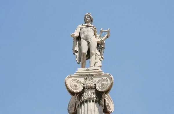 Apollo. (Greek Mythology). Is the god of music, archery and healing. Statue of Apollo