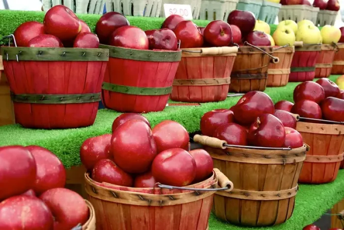 Framed Print : Apples being sold at a Farmers Market. Velarde, New Mexico