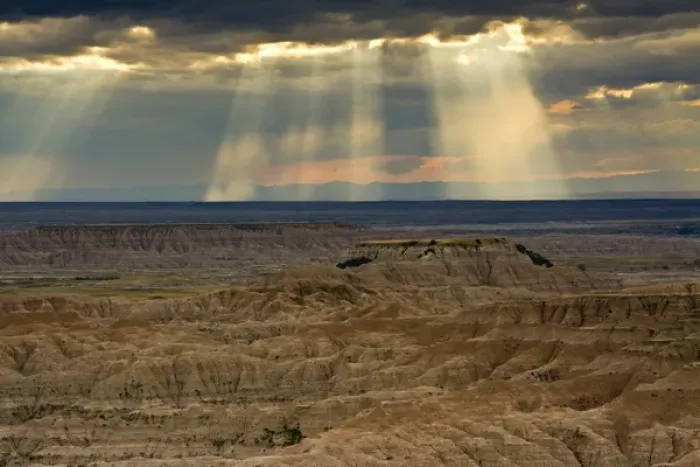 Framed Print : approaching storm and crepuscular rays, sunset, Pinnacles Viewpoint, Badlands National Park Framed Print : approaching storm and crepuscular rays, sunset, Pinnacles Viewpoint, Badlands National Park