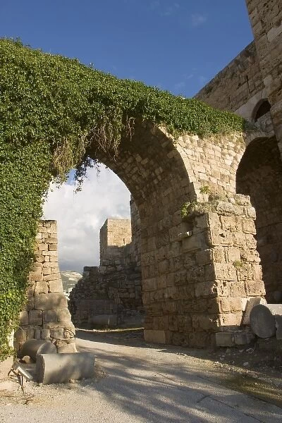 Arched passage in the Crusader Castle built by the Franks in 12th century, Byblos
