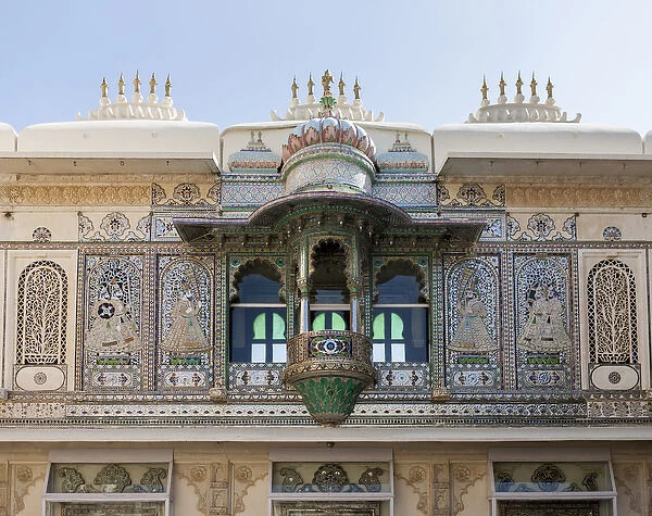 Architectural detail. City Palace. Shiw Nivas Palace. Udaipur Rajasthan. India