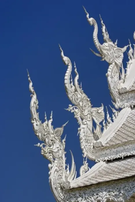 Framed Print : Architectural details (Elephant & Dragon) on the new all white temple of Wat Rong Framed Print : Architectural details (Elephant & Dragon) on the new all white temple of Wat Rong