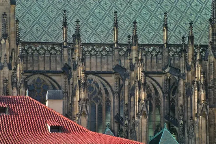 Framed Print : Architectural details of St. Vitus Cathedral within Prague Castle, Czech Republic Framed Print : Architectural details of St. Vitus Cathedral within Prague Castle, Czech Republic