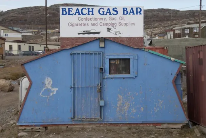 Framed Print : Arctic Canada, Nunavut, Baffin Island, Iqaluit (aka Frobisher Bay). Beach Gas Bar