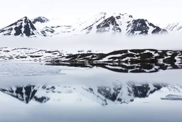 Framed Print : Arctic, Norway, Svalbard, Spitsbergen, Monaco glacier, Reflections of mountains Framed Print : Arctic, Norway, Svalbard, Spitsbergen, Monaco glacier, Reflections of mountains