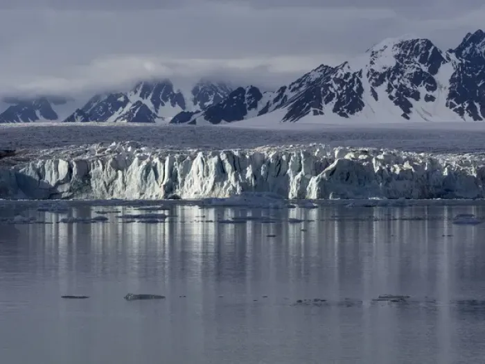 Framed Print : Arctic Ocean, Norway, Svalbard. Glacier and ocean
