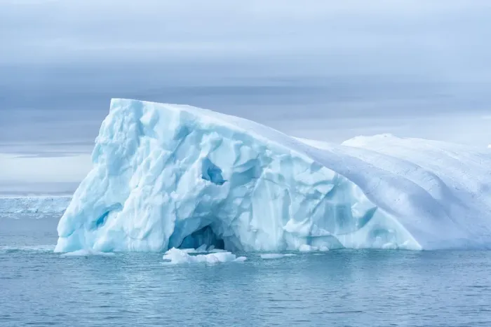 Framed Print : Arctic, Svalbard, Nordaustlandet Island. Colorful bits of ice have calved from