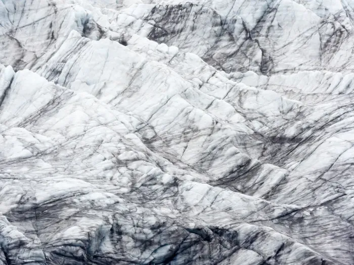 Framed Print : Arctic, Svalbard, Spitsbergen. Ice at the foot of a glacier with the dirt it has scoured