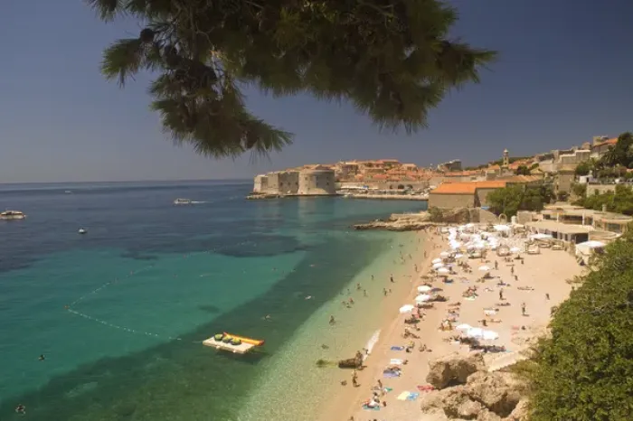 Framed Print : Area around Lazareti City Beach and Banje Beach, Walled City of Dubrovnik, Southeastern