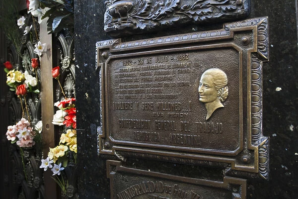 ARGENTINA, Buenos Aires. Recoleta Cemetery, tomb of Eva Duarte Peron (Evita), former