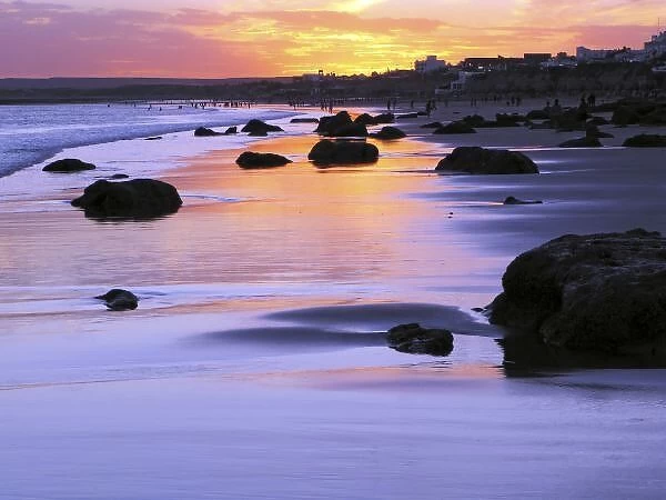 Argentina, Las Grutas. The beach at sunset