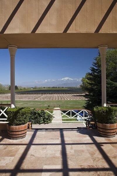 Argentina, Mendoza Province, Lujan de Cuyo. View towards the Andes, Bodega Norton winery