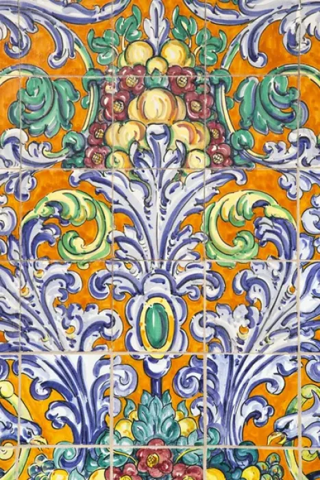 Framed Print : ARGENTINA, Mendoza Province, Mendoza. Tilework detail, Plaza Espana Framed Print : ARGENTINA, Mendoza Province, Mendoza. Tilework detail, Plaza Espana