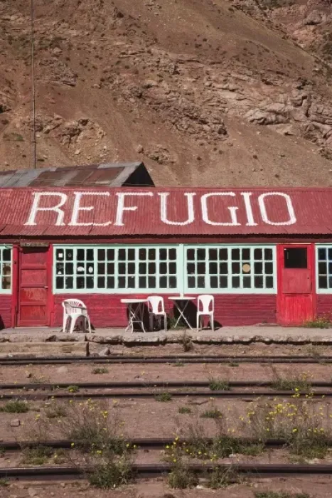 Framed Print : Argentina, Mendoza Province, Puente del Inca. Mountain refugio hut