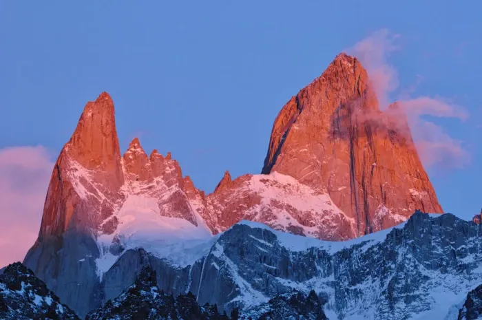Framed Print : Argentina, Patagonia, Los Glaciares National Park. Sunrise on Mount Fitz Roy. Credit as Framed Print : Argentina, Patagonia, Los Glaciares National Park. Sunrise on Mount Fitz Roy. Credit as