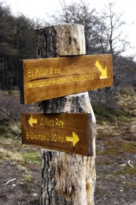 Framed Print : Argentina, Santa Cruz Province, Glaciers National Park. Signs on a hiking trail mark the way to Mt Framed Print : Argentina, Santa Cruz Province, Glaciers National Park. Signs on a hiking trail mark the way to Mt