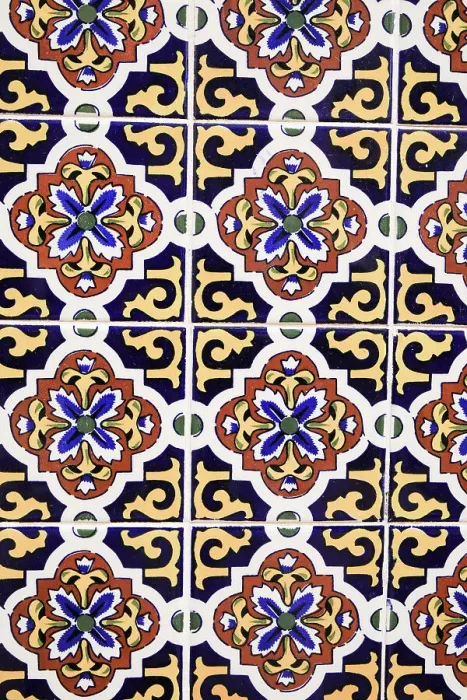 Framed Print : Arizona, USA. Mediterranean painted tiles