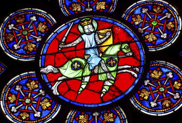Framed Print : Armed Knight Sword stained glass, Notre Dame Cathedral, Paris, France Framed Print : Armed Knight Sword stained glass, Notre Dame Cathedral, Paris, France