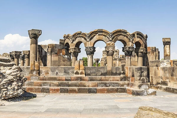 Armenia. Armavir Province. Vagharshapat. Zvartnots. Ruins of the Zvartnots Cathedral
