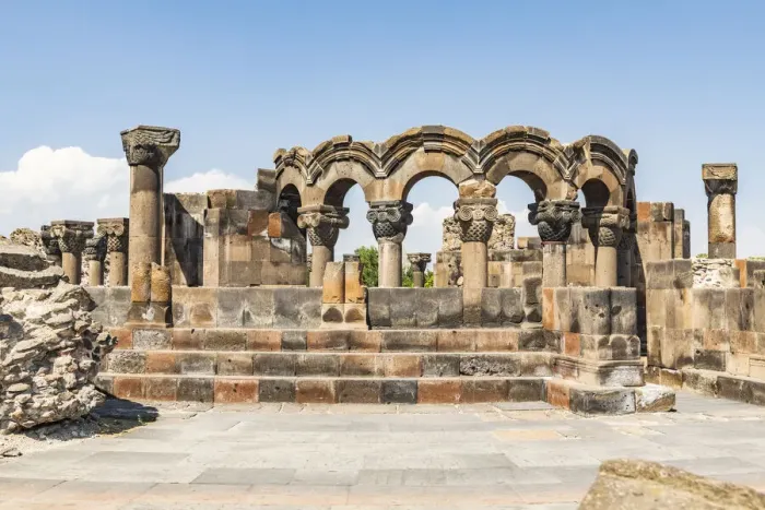 Framed Print : Armenia. Armavir Province. Vagharshapat. Zvartnots. Ruins of the Zvartnots Cathedral