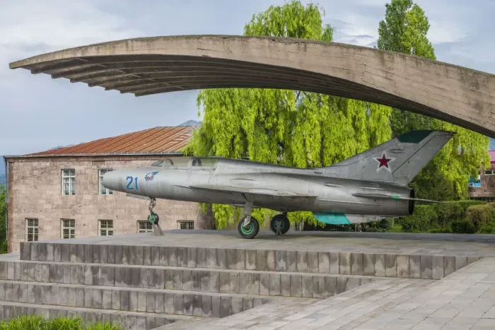 Framed Print : Armenia, Debed Canyon, Sanahin. MIG-21 jet fighter Monument to the birthplace of Framed Print : Armenia, Debed Canyon, Sanahin. MIG-21 jet fighter Monument to the birthplace of