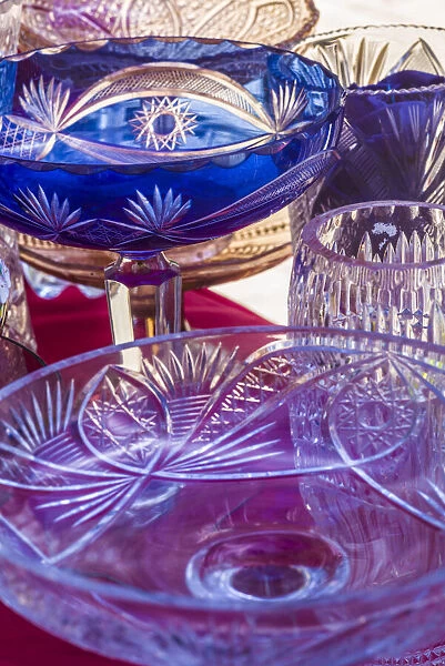 Armenia, Yerevan. Vernissage Market antique glassware