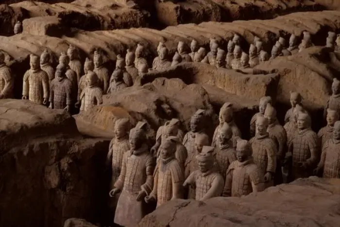Framed Print : The Army of terra cotta warriors at Emperor Qin Shihuangdis Tomb, Xian, Shaanxi Province