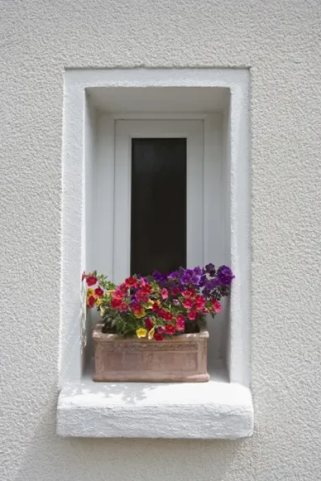 Framed Print : Arnsberg, Germany. Colorful flowers fill window boxes at houses Framed Print : Arnsberg, Germany. Colorful flowers fill window boxes at houses
