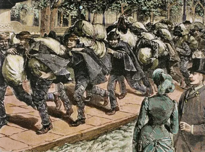 Framed Print : Arrival of Italian immigrants to New York. 1863. Colored engraving Framed Print : Arrival of Italian immigrants to New York. 1863. Colored engraving