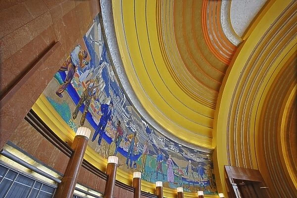 Art deco style architecture and mural in Cincinnati Museum Center at Union Terminal
