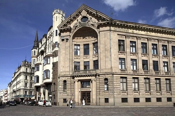 Art Nouveau architectures in historic center of Riga. Latvia